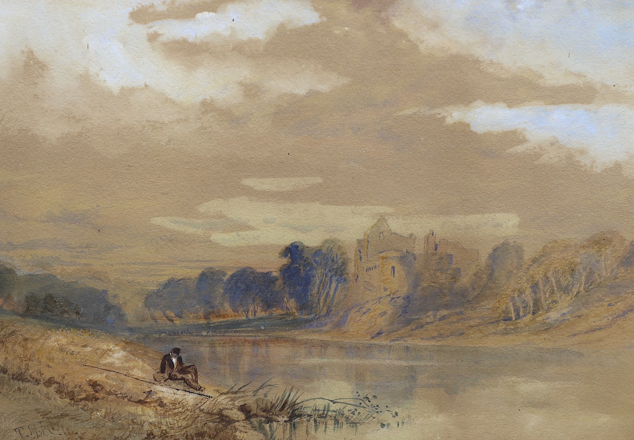 Thomas Miles Richardson Jnr. R.W.A (1813-1890), watercolour, Bolton Abbey, signed in pencil, dated 1854, 22 x 32cm. Condition - fair, discolouration